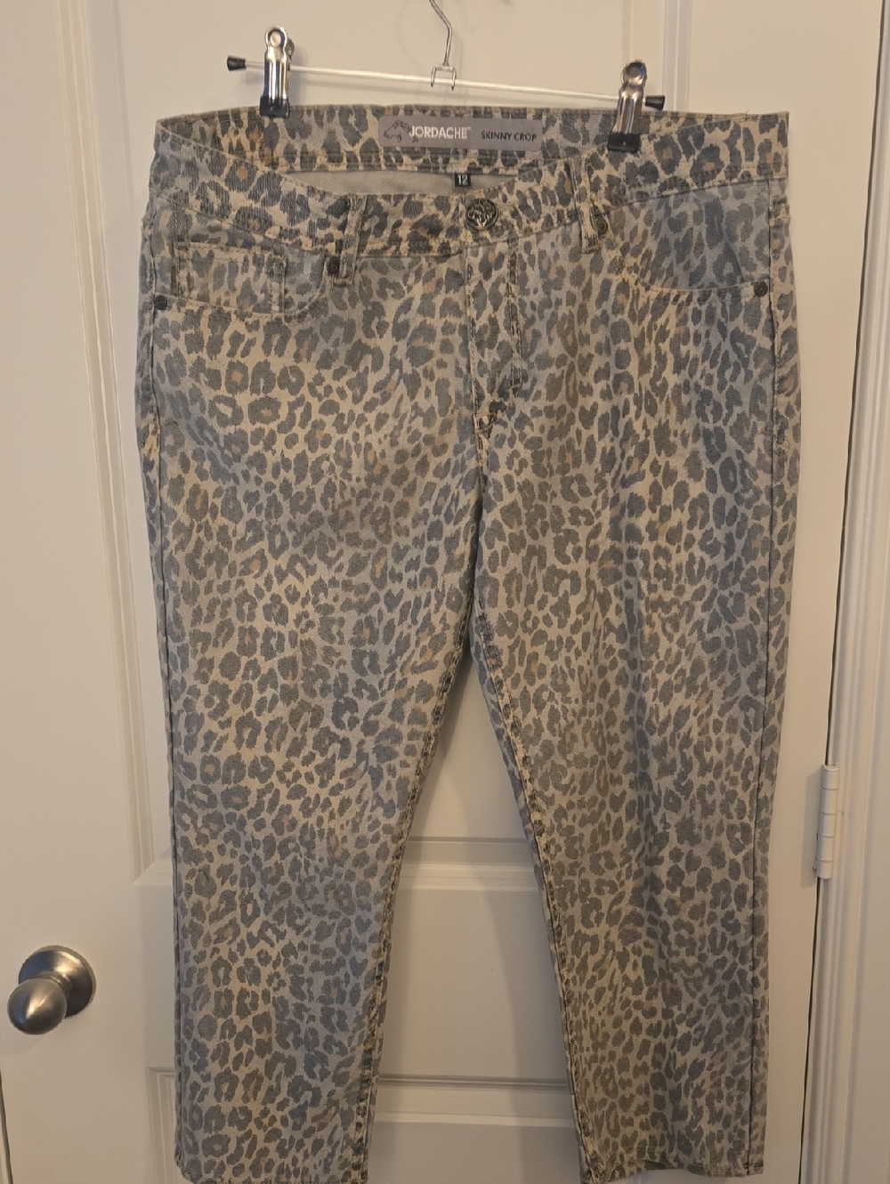 Jordache Gray and Beige Leopard Print Skinny Crops